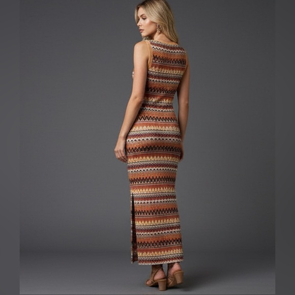 Knit Geo Print Split Thigh Tank Dress - Picture 3 of 6